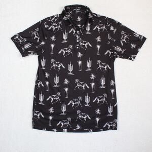 Bad Birdie Performance Polo Shirt Mens Small Black Golf Western Horse Cactus
